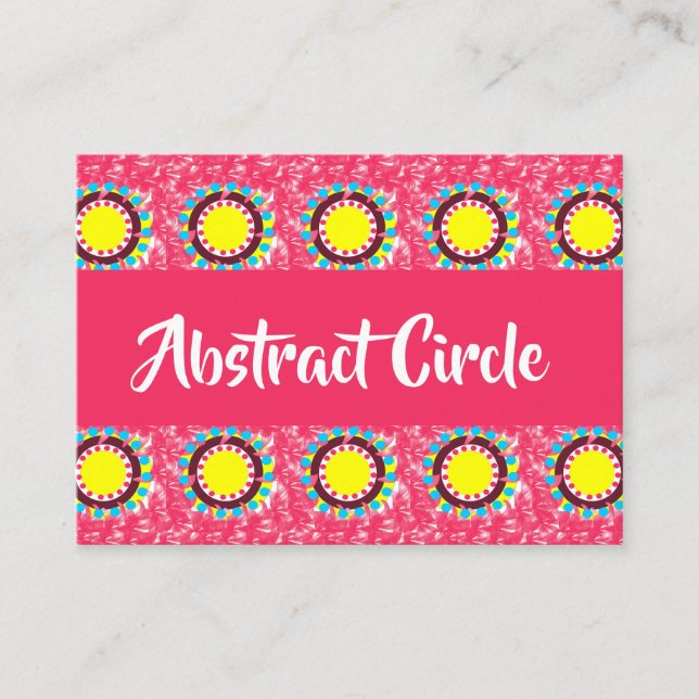 Abstract Colorful Circle Floral Pattern Business Card (Front)