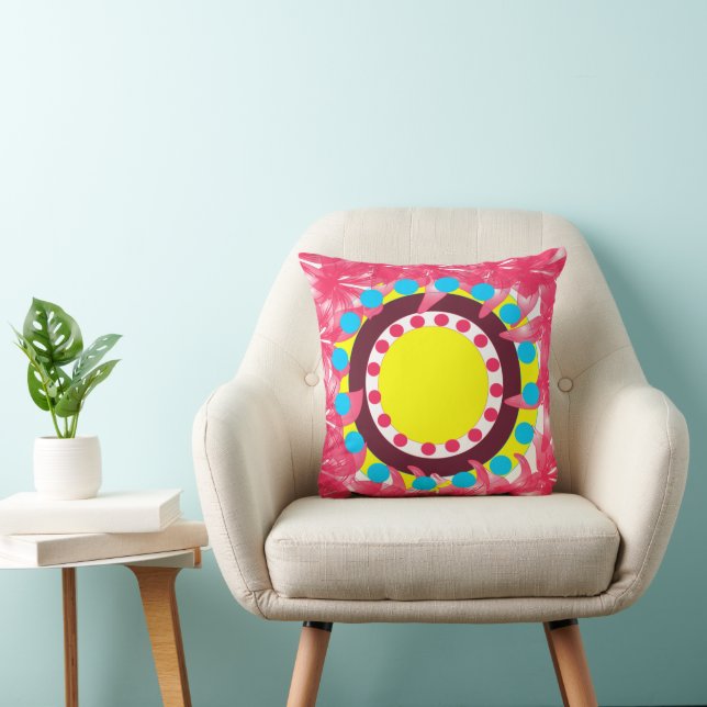 Abstract Colorful Circle Floral Pattern Throw Pillow (Chair)