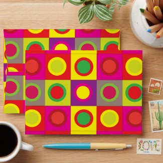 Abstract Colorful Circle Square Seamless Pattern  