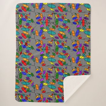 Abstract Colorful Circles Grey Sherpa Blanket by ProfessionalDesigns at Zazzle