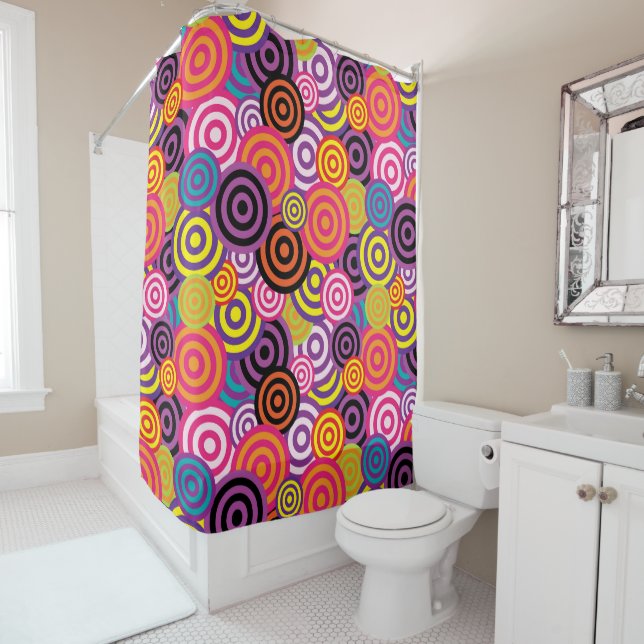 Abstract Colorful Circles Shower Curtain (In Situ)