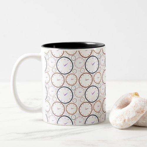 Abstract Colorful Clock Shape Pattern Two_Tone Coffee Mug
