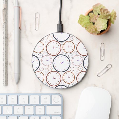 Abstract Colorful Clock Shape Pattern Wireless Charger