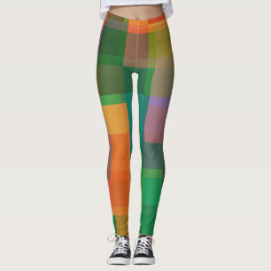 Abstract Colorful Color Block Art Leggings