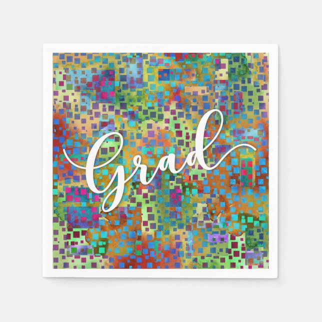 Abstract Colorful Confetti Graduation Celebration Napkins (Front)