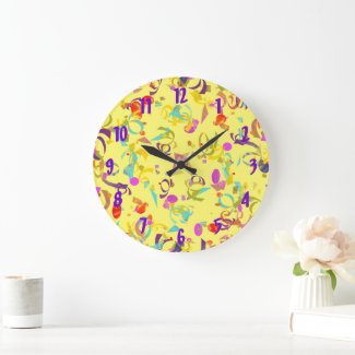 Abstract Colorful Confetti Toss Over Yellow