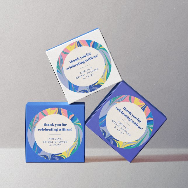 Abstract Colorful Custom Bridal Shower Thank You Classic Round Sticker (Creator Uploaded)