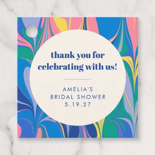 Abstract Colorful Custom Bridal Shower Thank You Favor Tags