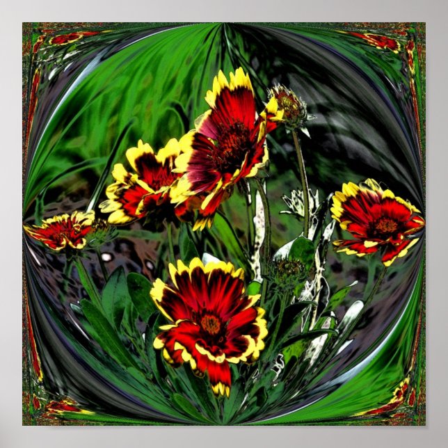 Abstract Colorful Daisies Flower  Poster (Front)