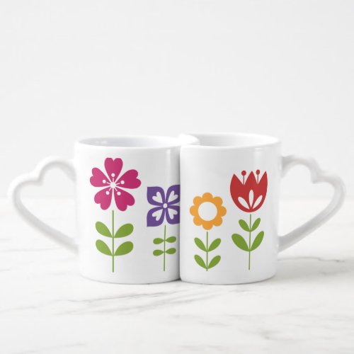 abstract_colorful_decorative_floral coffee mug set