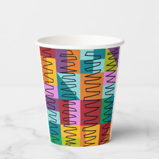 Abstract, colorful designs paper cups