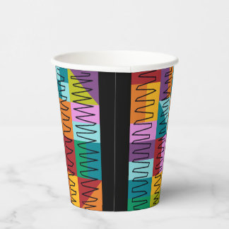 Abstract, colorful designs paper cups