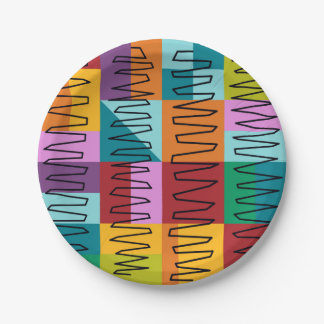Abstract, colorful designs paper plates