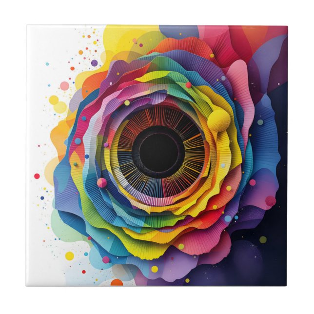 Abstract colorful diaphragm  ceramic tile (Front)