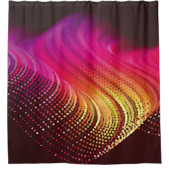 Abstract colorful digital landscape with flowing p shower curtain (Front)