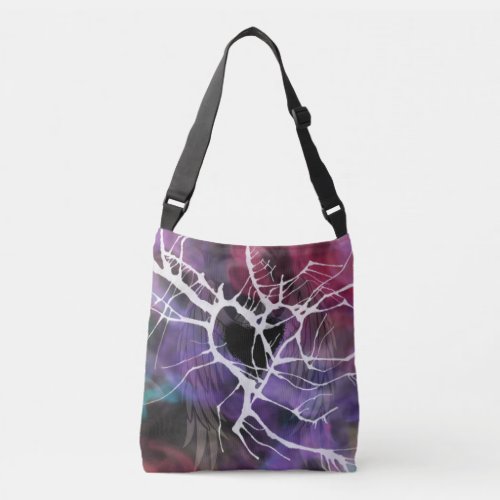 Abstract Colorful Distressed Heart Crossbody Bag