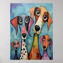 Abstract Colorful Dog Family Minimalist Beautiful