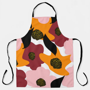 Abstract colorful doodles flowers and leaves backg apron