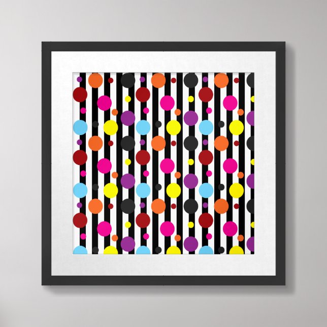 Abstract Colorful Dots Stripes Framed Art (Framed Front)