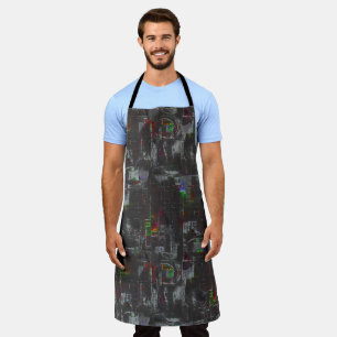 Abstract colorful drawing in dark night under jute apron