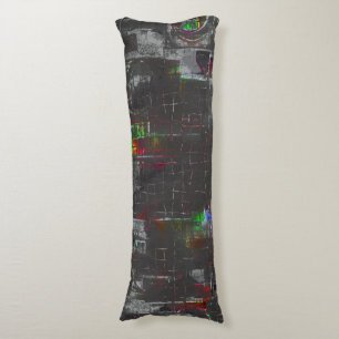 Abstract colorful drawing in dark night under jute body pillow