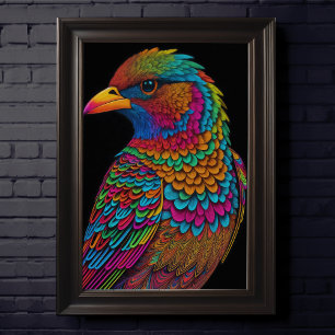Abstract Colorful Drawing of A Bird 2:3 II Poster