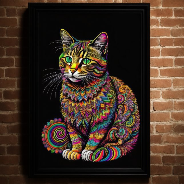 Abstract Colorful Drawing of A Cat 2:3 II Poster (Creator Uploaded)