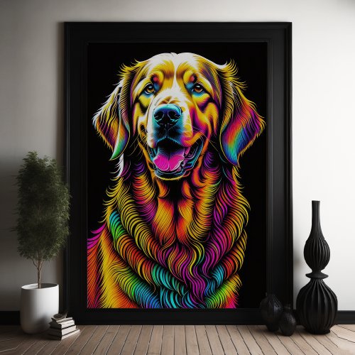 Abstract Colorful Drawing of A Dog  23 Poster