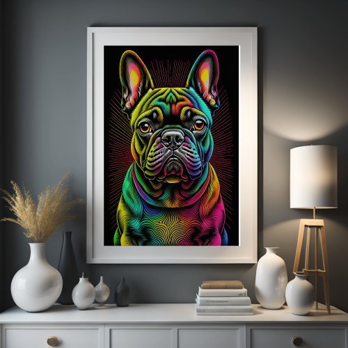 Abstract Colorful Drawing of A French Bulldog  23 Poster