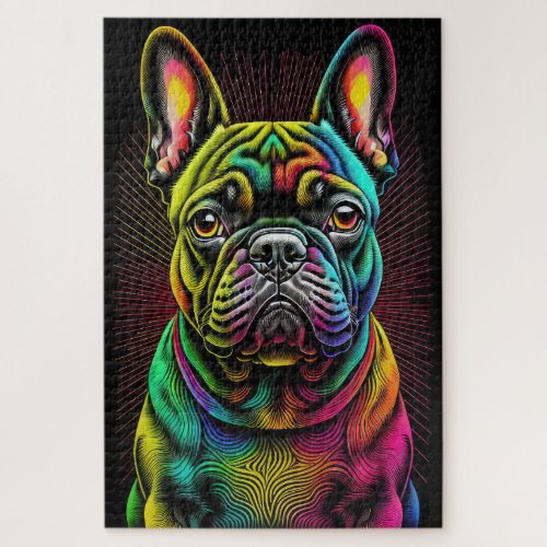 Abstract Colorful Drawing of A French Bulldog Jigsaw Puzzle