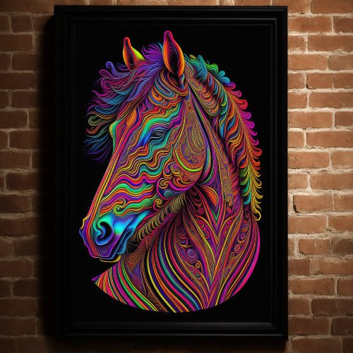 Abstract Colorful Drawing of A Horse 23 II Poster