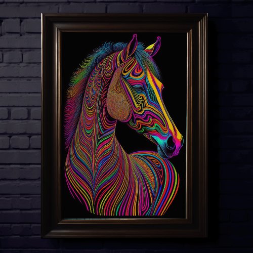 Abstract Colorful Drawing of A Horse 23 Poster