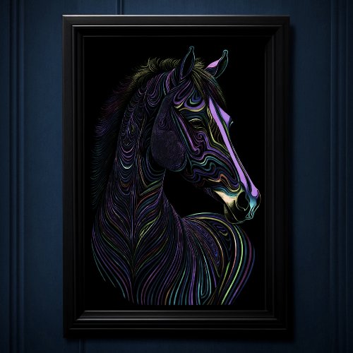 Abstract Colorful Drawing of A Horse 23 Purple Poster