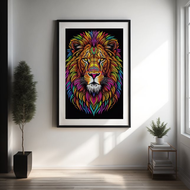 Abstract Colorful Drawing of A Lion  2:3 Poster (Creator Uploaded)