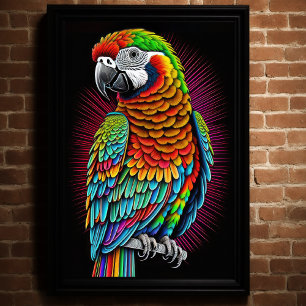 Abstract Colorful Drawing of A Parrot 2:3 Poster