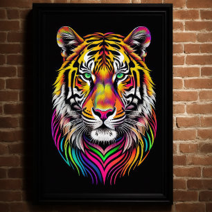 Abstract Colorful Drawing of A Tiger 2:3 Poster