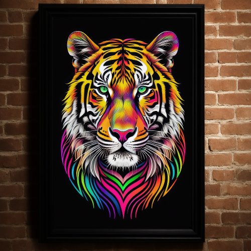 Abstract Colorful Drawing of A Tiger  23 Poster