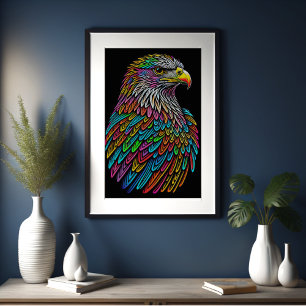 Abstract Colorful Drawing of An Eagle 2:3 Poster