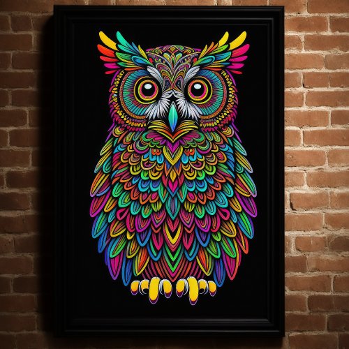 Abstract Colorful Drawing of An Owl 23 Poster