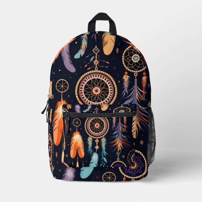 Abstract colorful Dreamcatcher Printed Backpack (Front)