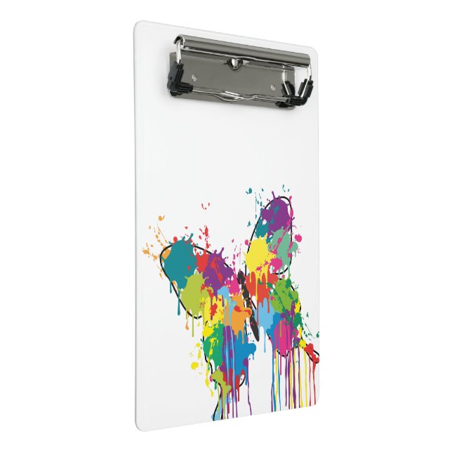 Abstract Colorful Drip Paint Butterfly Mini Clipboard (Angled)