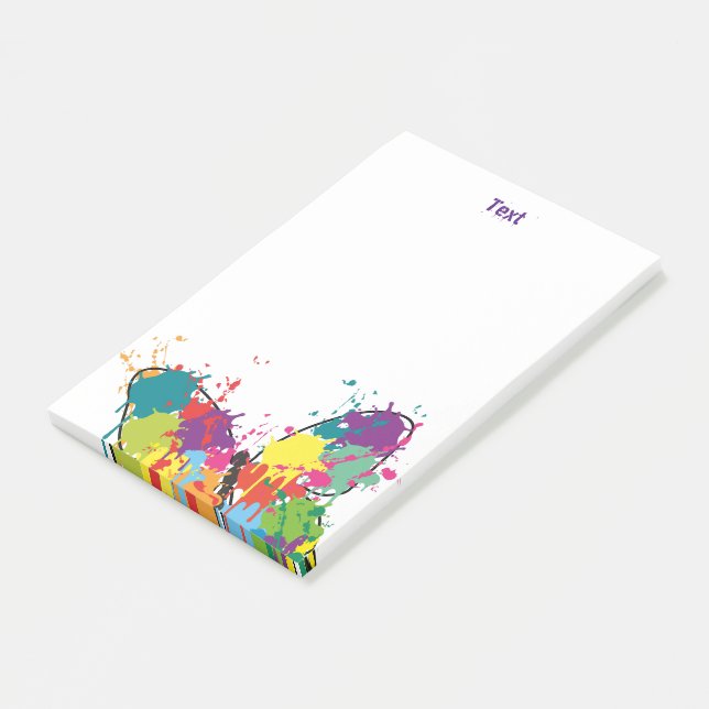 Abstract Colorful Drip Paint Butterfly Post-it Notes (Angled)