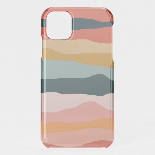 Abstract Colorful Earthy Coral Stripe Pattern iPhone 11 Case