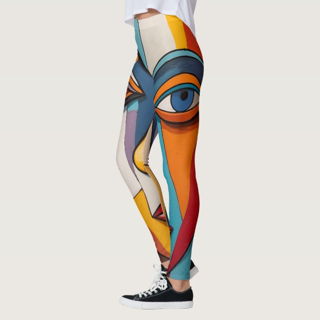 Abstract Colorful Face Art Leggings (Left)