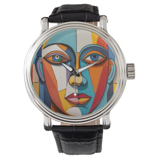 Abstract Colorful Face Art Watch (Front)