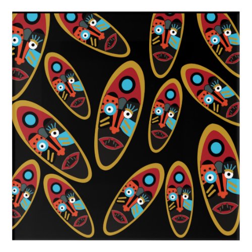 abstract colorful face patterns acrylic print