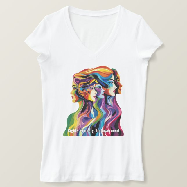 Abstract Colorful Faces | Womens Day | IDW T-Shirt (Design Front)