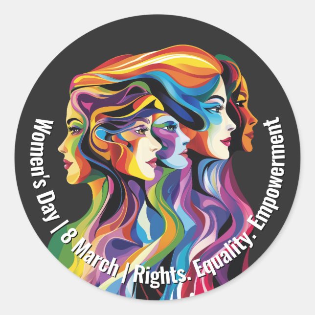 Abstract Colorful Faces Women's Day | IWD Classic Round Sticker (Front)