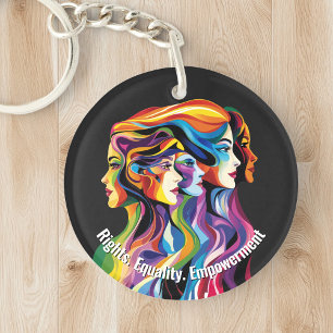 Abstract Colorful Faces Women's Day IWD Keychain