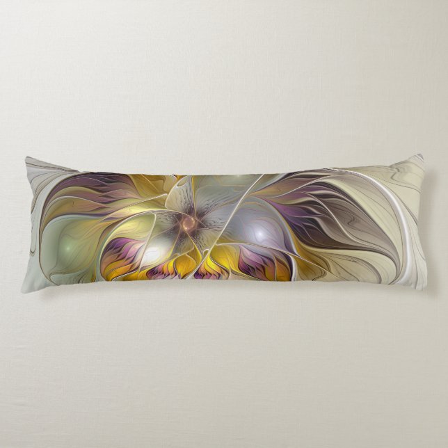 Abstract Colorful Fantasy Flower Fractal Art Body Pillow (Front)